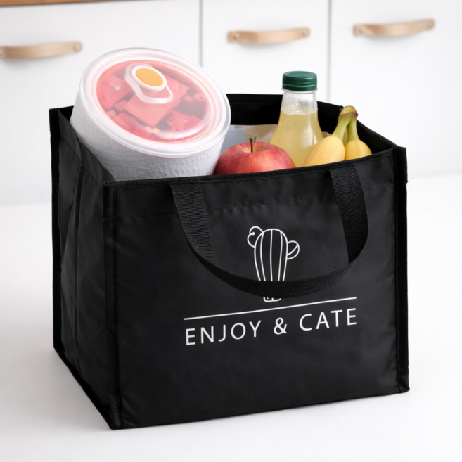 럽쥬 초경량 보온보냉 휴대용 도시락가방, 1개, 블랙