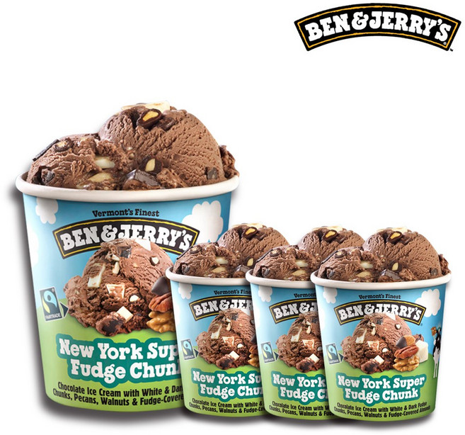 벤앤제리스 뉴욕 수퍼 퍼지 청크 초콜릿 473ml 아이스크림 파인트 프리미엄 수입, 4개