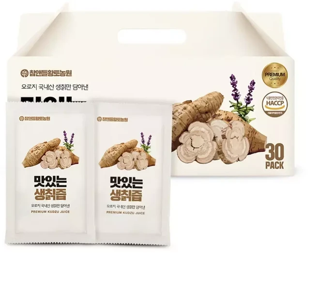 맛있는 생칡즙 원액 100 100mlX30포 칡뿌리 그대로 착즙 추출액 순수 진액 HACCP 인공무첨가물 국내산, 1개, 100ml, 참앤들황토농원