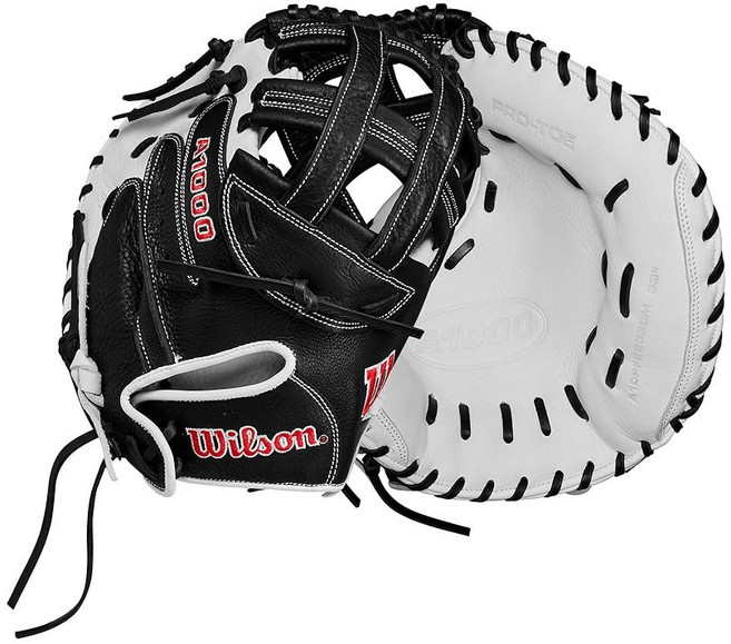A1000 CM33 33인치 패스트피치 소프트볼 포수 미트 - 화이트/블랙/레드 오른손 던지기, 윌슨 Wilson 2024 A1000® CM33 83, 1개