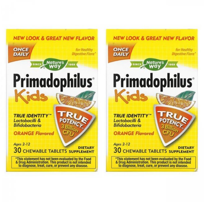 네이쳐스웨이 프리마도필러스 유산균 어린이용 츄어블 타블렛 오렌지, 30정, 2개 - 쿠팡