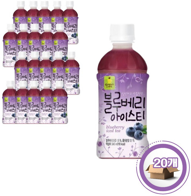 웰그린 블루베리 아이스티PET, 20개, 340ml