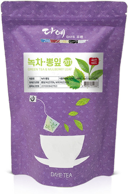 [본사직영] 다예 맛있는 100%국산 녹차뽕잎차 20티백 생분해 삼각티백, 2개, 20개입, 16g