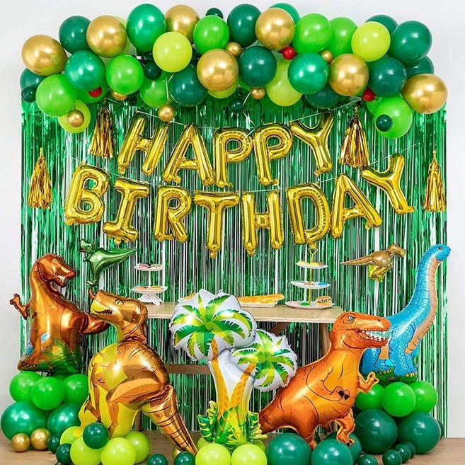 生日氣球 兒童生日佈置 恐龍主題套裝暢銷歐美生日氣球 周歲生日派對 動物主題生日氣球套裝 拍攝道具 拍照 氣球佈置, 1個, 恐龍氣球套餐