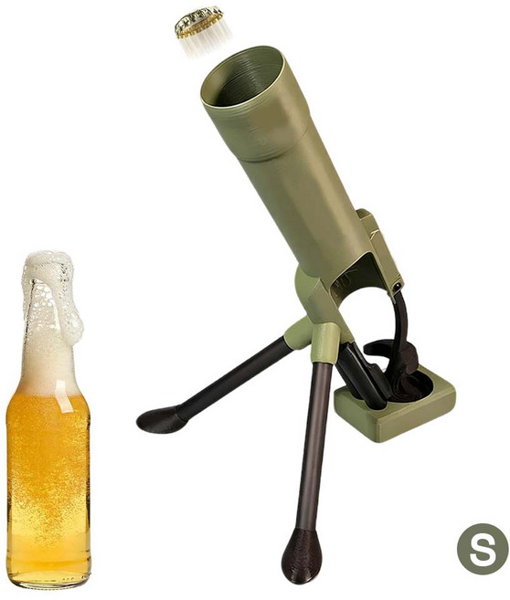 루베이 박격포 병따개 자동 푸쉬형 맥주 오프너 눌러서 캡 발사 바/파티/선물, 녹색 330ml, 1개