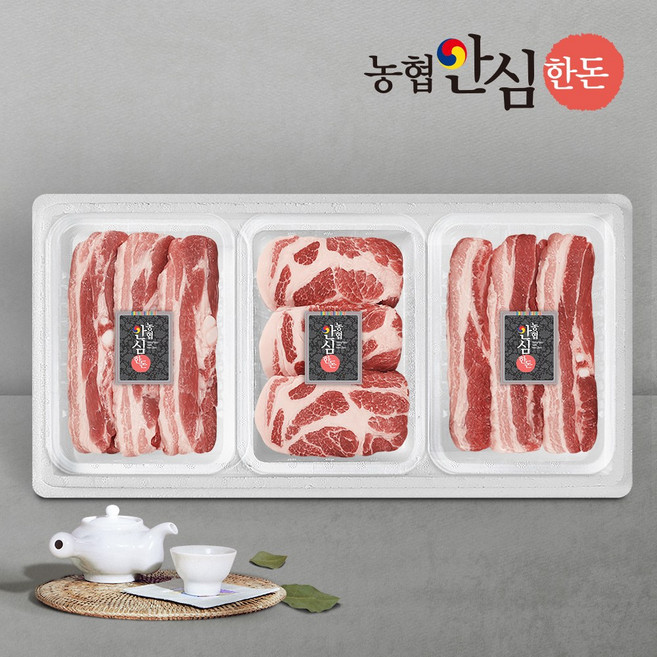 [농협안심한돈] 한돈구이선물세트 1호 1.5kg(삼겹살2팩+목살1팩팩당 500g), 1개