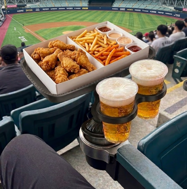 스노우캘리 휴대용 차량용 컵홀더 간이 야구장 테이블, BK02, 1개