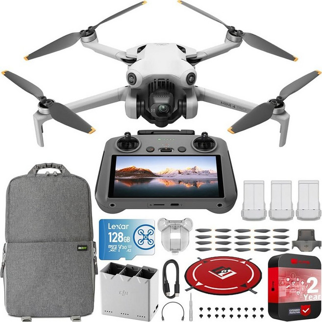 RC 2 리모컨스크린 포함이 장착된 DJI 미니 4 프로 접이식 드론 연장 배터리 4K HDR 비디오 카메라 249g 미만 전방위 감지 데코 기어 액세서리가 포함된 3개 이상의, 1_Mini 4 Pro Fly