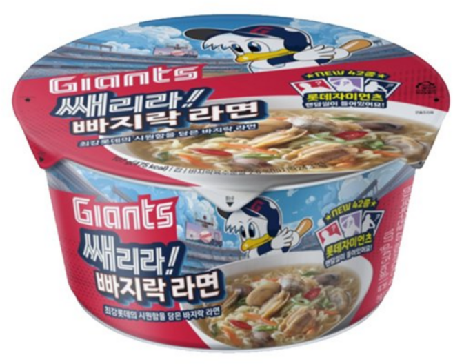PB 롯데 자이언츠 콜라보 쌔리라 빠지락 라면 큰컵 107g, 12개