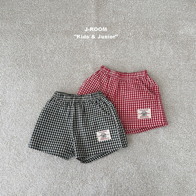 코튼체크4부 키즈 주니어 유아동 초등학생 여름 체크 4부 반바지