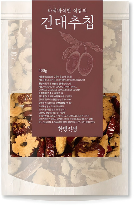 한방선생 구운대추 슬라이스 칩, 400g, 1개