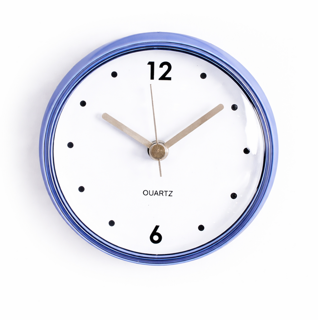 온일상 흡착식 욕실 방수시계, 흰색 배경에 파란색 시계, 1개