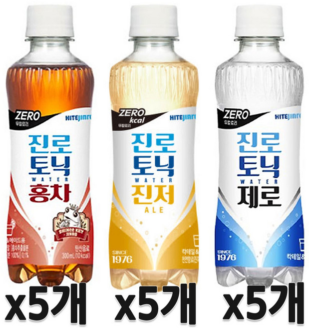 토닉워터 제로 홍차제로 진저에일제로 3종 각8입 총 24입, 15개, 300ml