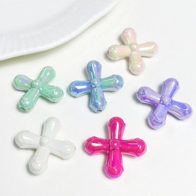 AB빛 십자가 비즈 악세사리부자재재료, 연민트, 1개