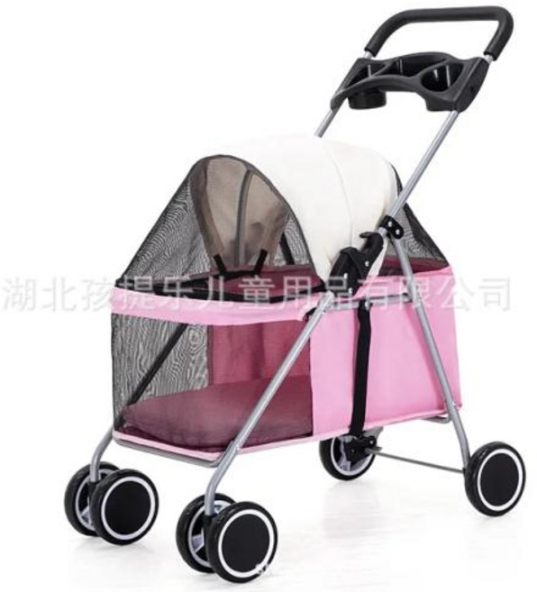 강아지 유모차 휴대용 접이식 애완 동물 고양이 토끼 소형 경량 마차 야외 테디, 4) Pink, 4) Pink
