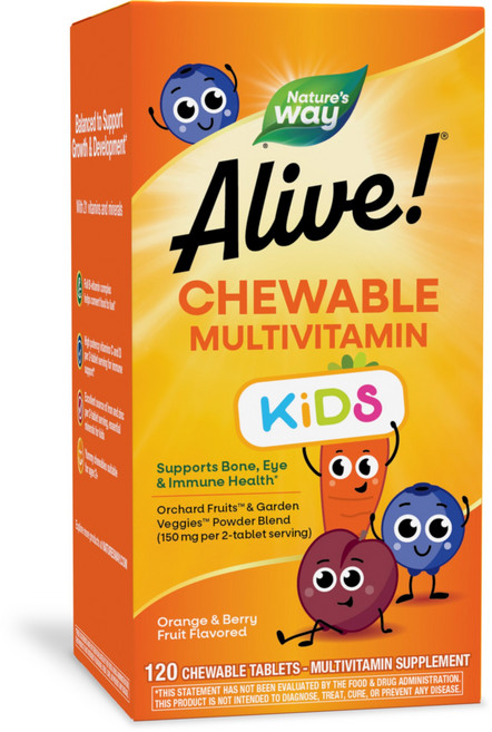 네이쳐스웨이 얼라이브! 멀티 비타민 오렌지 베리 프루트 츄어블 타블렛, 1개, 120정