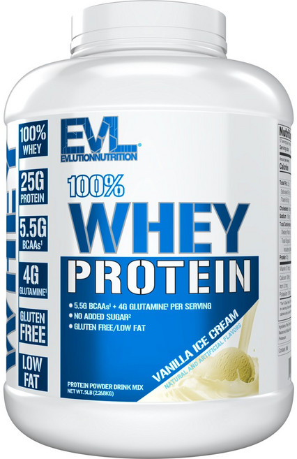 EVLUTIONNUTRITION 웨이 프로틴 바닐라 아이스 크림 맛, 2.268kg, 1개