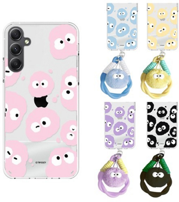 갤럭시버디3 (A156) 갤럭시A15 (A155) 공용 먼지몽 와글와글 로프 스트랩 투명 젤리 케이스