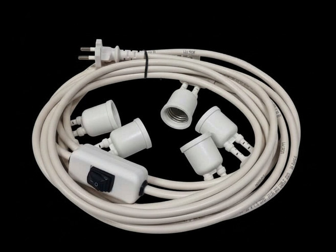 스위치 일체형 스트링라이트 전등선 8M 5구 9M 7구 10M 9구 오징어등 파티라이트 원예 화훼 축산용 파인라이트, 1개, 8M 5구 베이지