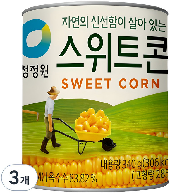 청정원 스위트콘 통조림, 340g, 3개