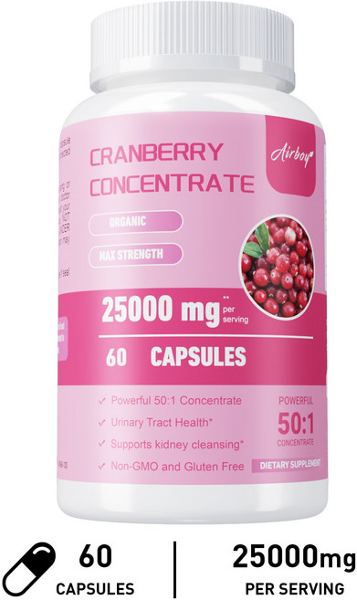 Airboy 蔓越莓濃縮膠囊 25000mg 高劑量, 60組