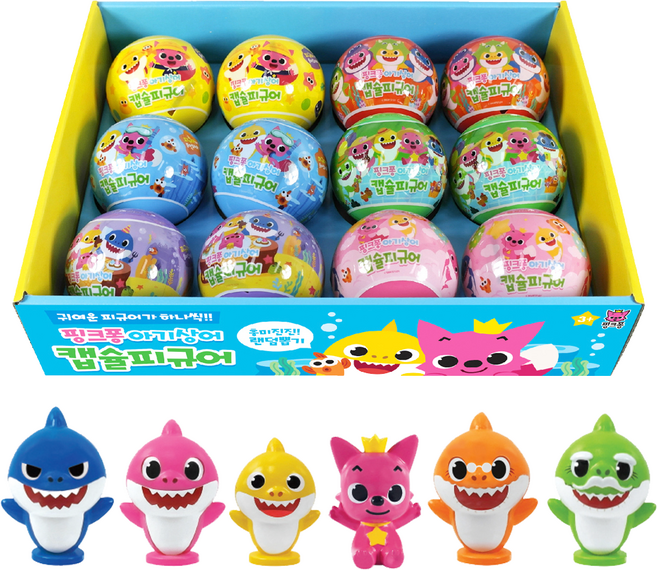 핑크퐁 아기상어 캡슐 피규어 랜덤 가챠 뽑기, 6개