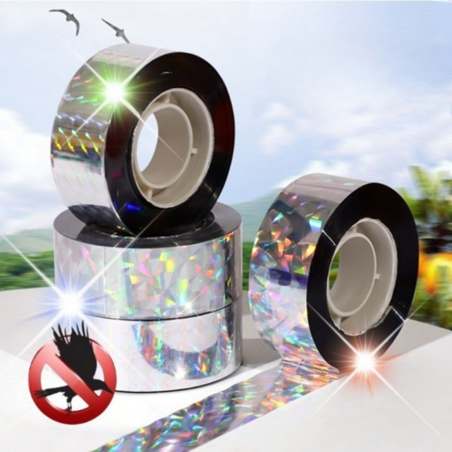 슈리팜 양면 반사 테이프 과수원 캠핑장 조류 새쫓기 리본, 홀로그램, 1개