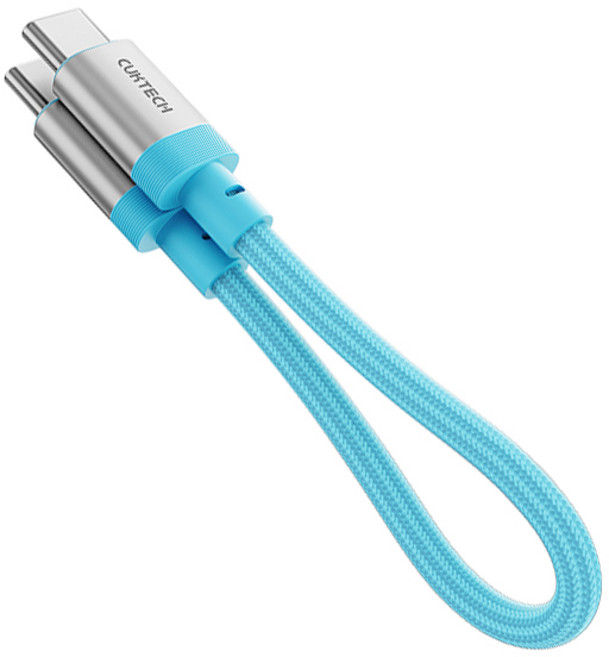 쿡테크 C타입-C타입 패브릭 240W 고속충전 케이블 15CM, 1개, 블루