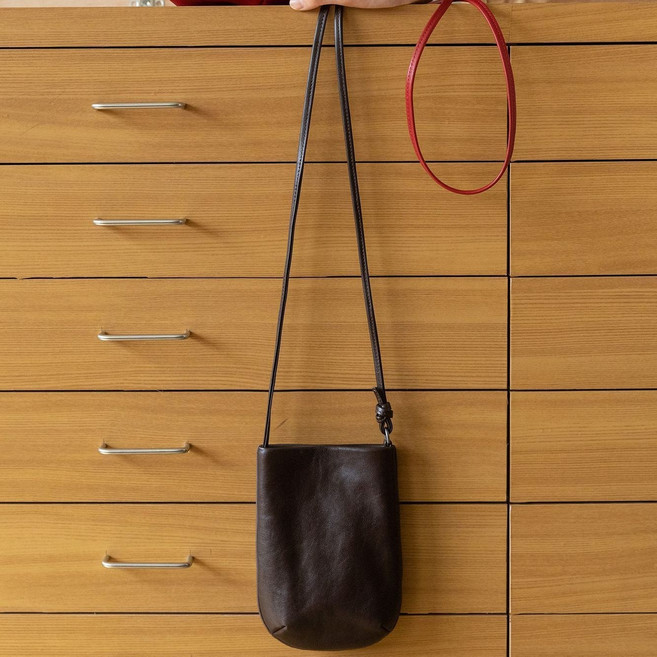 手機包 真皮 迷你小包 豎款單肩斜挎包, 烏木色 15.5*2.5*20.5cm