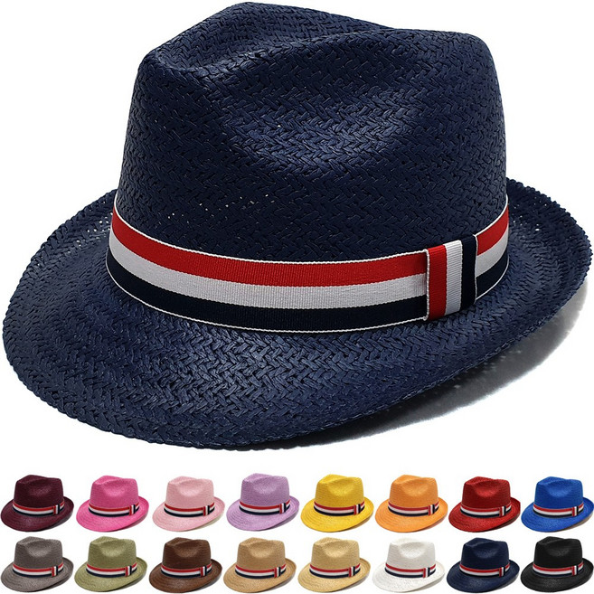 패션올리고 빗살 베이직 삼색띠 페도라 중절모 여름 여행 휴가 자외선차단 남자 여자 예쁜 모자-HAT250508