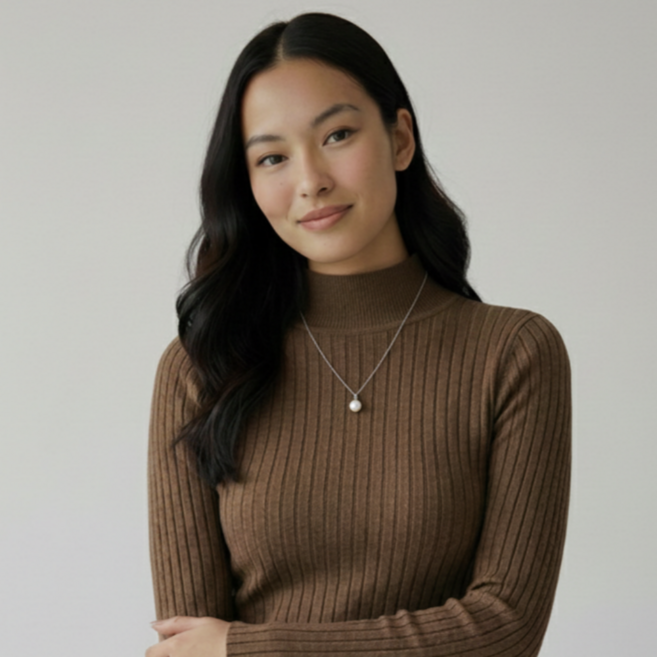 제트리 여성 반폴라 세로 골지 니트티 긴팔 슬림핏 데일리 기본 목폴라