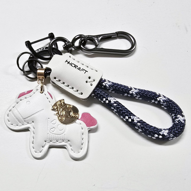 포트렘 자동차 키링 키홀더 감성 스트랩, 1개, 01_화이트 포니