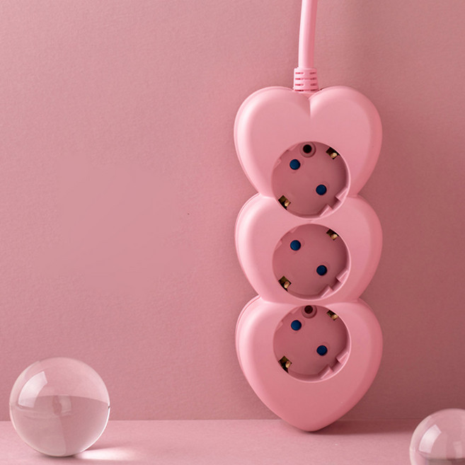 국산 하트탭 2구 3구 1.5M 3M 멀티 콘센트 어뎁터 스위치, KM하트탭 3구3M핑크, 1개