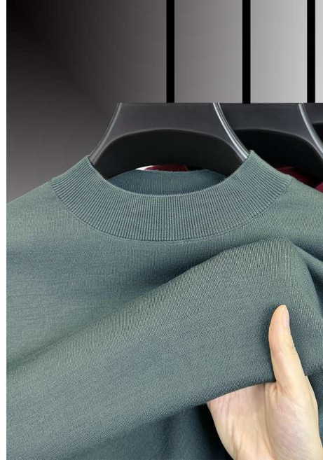 봄 가을 남성 니트티 빅사이즈 중년 남성 반폴라 니트 얇은 상의 패션 남자 니트 긴팔티 CJJ