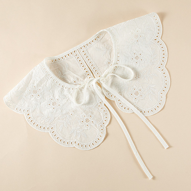 아이엠몽 여성 레이스 펀칭 레이어드 페이크 카라 숄