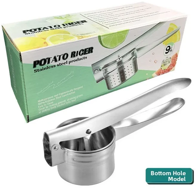 수동 과즙기 316 스테인레스 스틸 가정용 과일 프레스 감자 으깨는 기계 과즙기 과일 분쇄기 주방 요리 도, 08 바닥 구멍 / 두꺼운 / 박스형