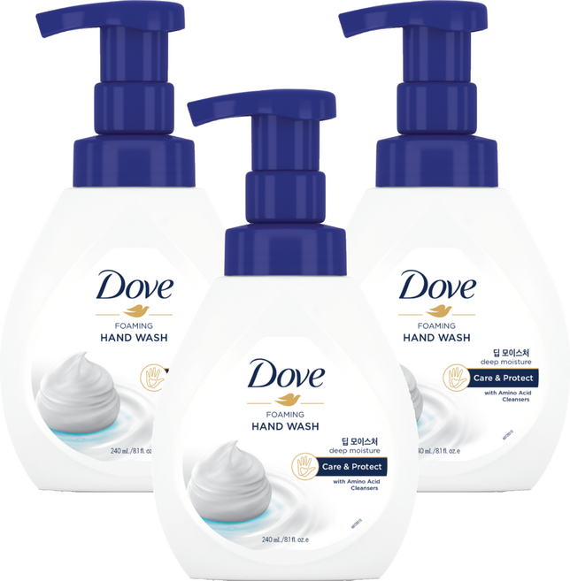도브 포밍 핸드워시 딥 모이스처, 240ml, 3개