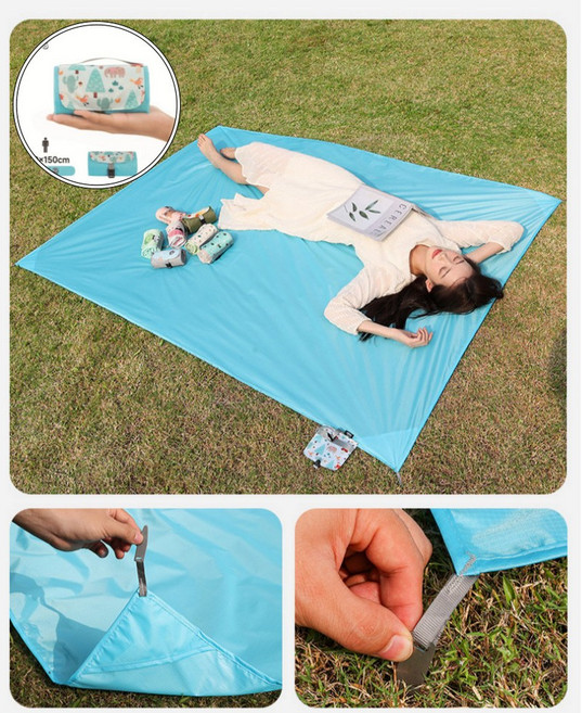 앨오앤지 초경량 방수 여행용 피크닉 돗자리, 블루