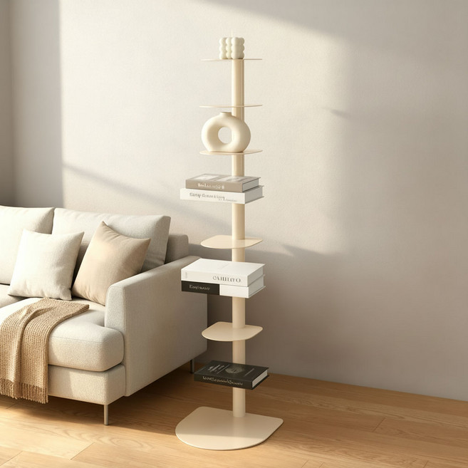 밀라노 북선반 b타입 회전형 각도조절 북타워 철제 책장 진열장, 8단, 아이보리(WWD4042-IV)