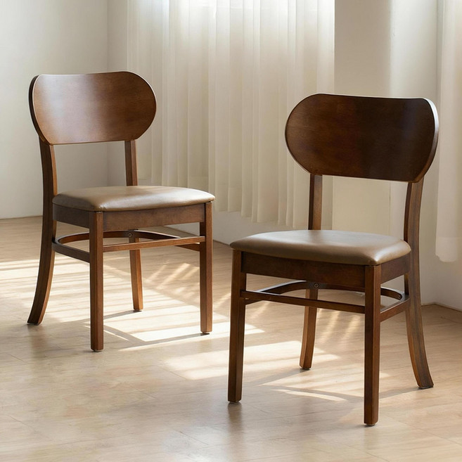 [리비니아] 마가린 원목 식탁 의자 1+1, 모카월넛, 2개