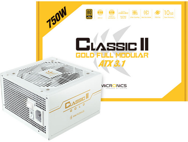마이크로닉스 Classic II 750W 80PLUS GOLD 풀모듈러 ATX 3.1 (PCIE5.1) 화이트