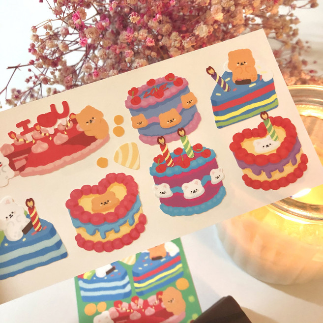 소리샘으로연결 모과모찌 키치 케이크 씰스티커