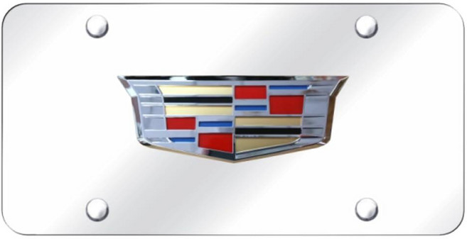 AU-TOMOTIVE GOLD INC. 공식 라이선스 뉴 크레스트 3D 로고 크롬 스테인리스 스틸 번호판 캐딜락용, AU-TOMOTIVE GOLD, INC. 공식 라이선스