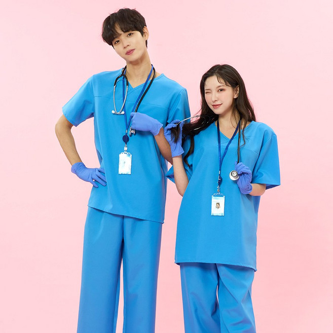 수술복 반티세트 체육대회 의사 코스프레 졸사컨셉 할로윈 의상 코스튬