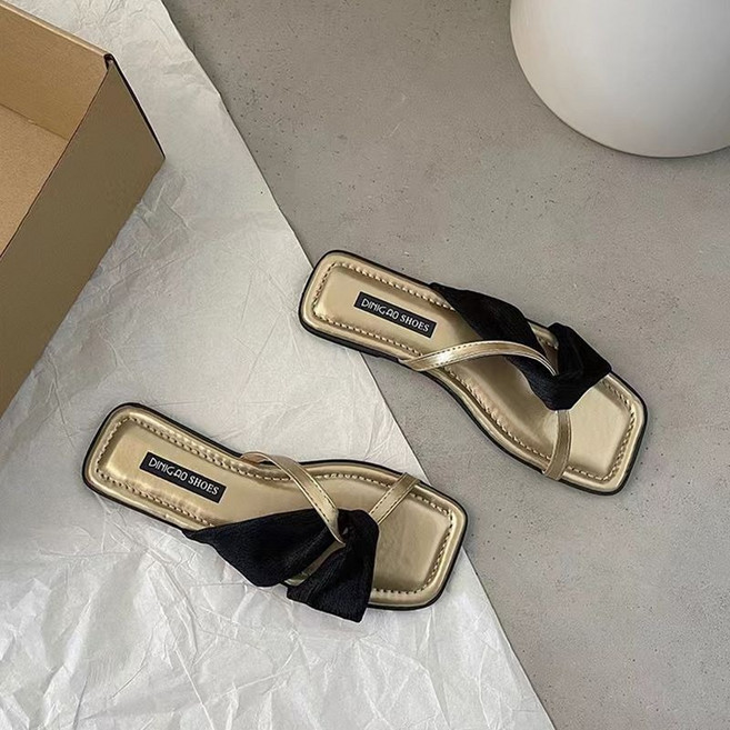 COSYEVNO 여성 여름 외출용 리본 장식 발가락 끼우는 슬리퍼 BCXtx-10