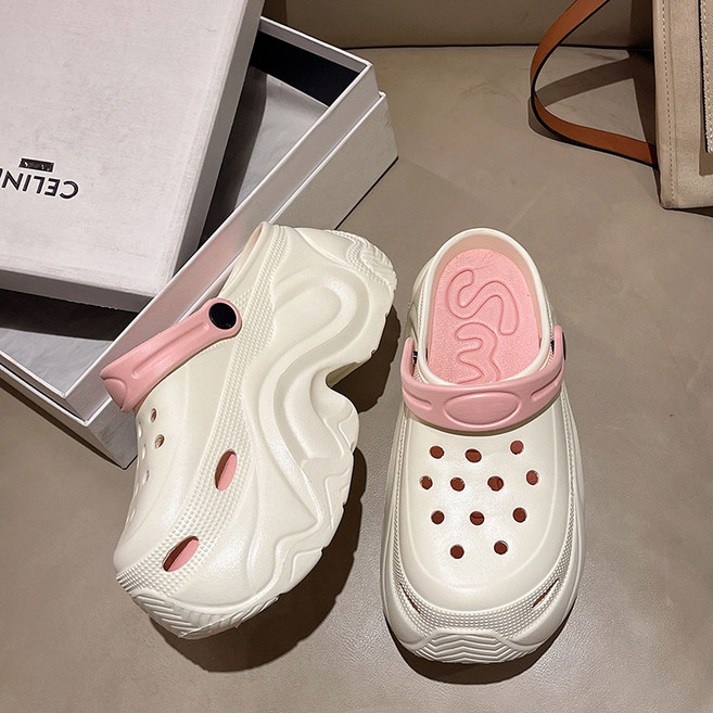 salimm 여성 eva 발편한 미끄럼방지 9cm 구멍 키높이 통굽 슬리퍼 샌들