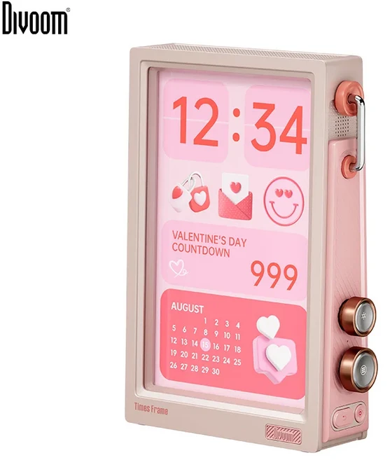 Divoom Times Frame 10.1 WiFi 픽셀 디스플레이 | DIY 시계 암호화폐 주식 시세 표시 날씨 달력 패널 |, 03 분홍색