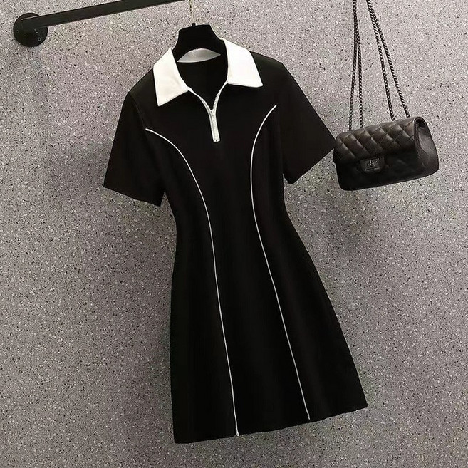 Asure 여성원피스 집업 반팔 원피스 A라인 데일리 원피스