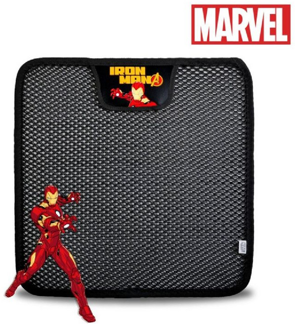 PicknGO 마블 아이언맨 뉴쿨썸 3D 통풍 1인 방석 PG0144, 아이언맨(블랙), 1개