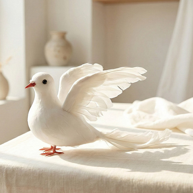 한소픈 비둘기 모형 (중) 1P 인테리어용품 데코소품 미니어처 농장장식 웨딩장식 새모형, 화이트